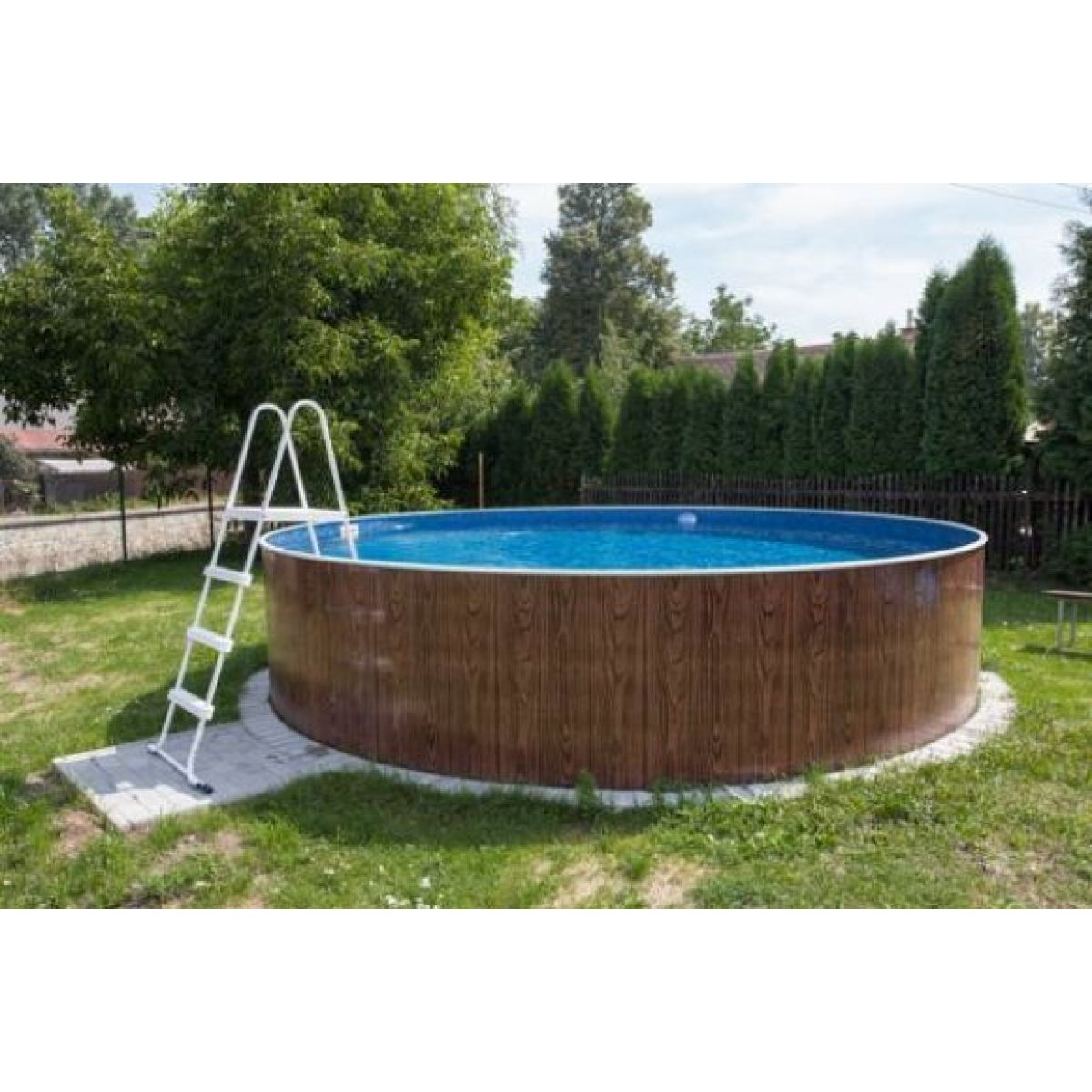 Бассейн круглый 4,6x1,2 м, каркасный, со скиммером и форсункой, Azuro, Azuro-402(wood) Бассейн круглый 4,6x1,2 м, каркасный, со скиммером и форсункой, Azuro, Azuro-402(wood)