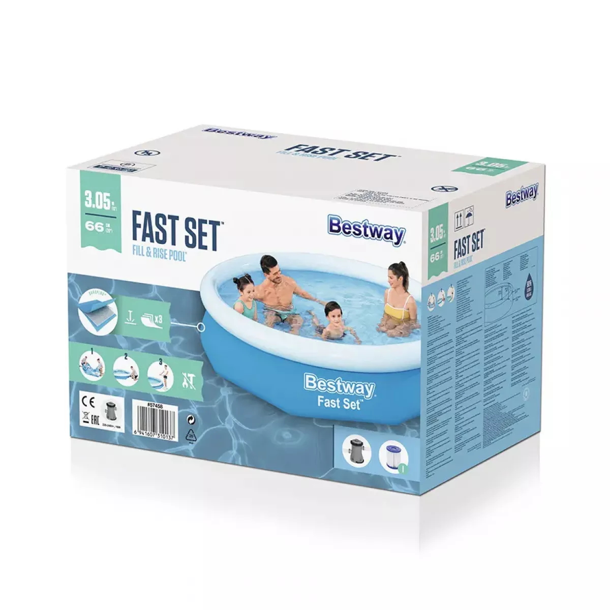 Бассейн надувной 305x66 см с фильтром-насосом BESTWAY 57458 Бассейн надувной 305x66 см с фильтром-насосом BESTWAY 57458